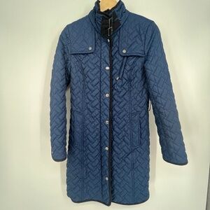 Cole Haan Signature Quilted Jacket Sz XS Equestrian Blue Old Money Riding